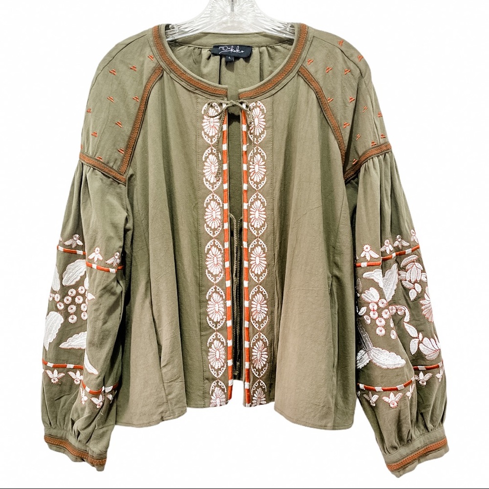 RD and Koko Olive Green Peasant Top Jacket Large